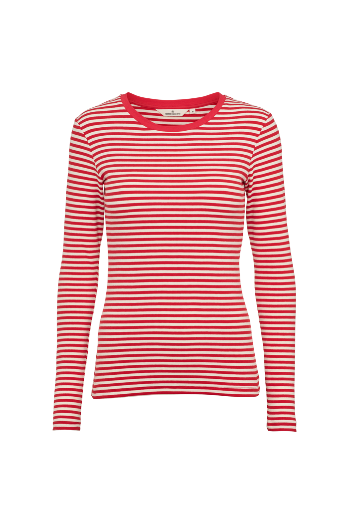 Basic Apparel Ludmilla LS Tee T-shirts 916 Tomato / W. White
